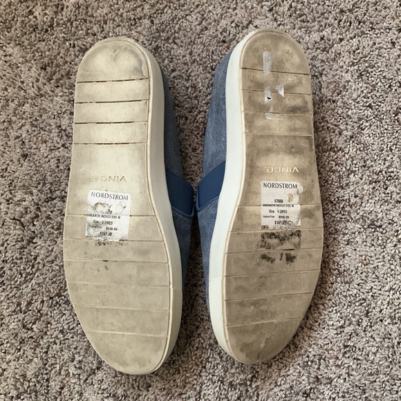 Vince Blair Embossed Suede Sneaker Slip On Denim Indigo Shoe - Picture 7 of 12